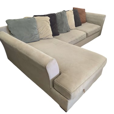 Beige Chaise Sectional w/ Multicolor Pillows