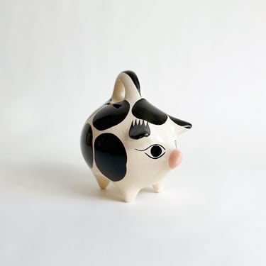 Vintage Piggy Bank, Hand Painted Ceramic, Polka Dot Design, Made in Mexico Vintage 1980’s 