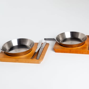 Carl Aubock Tableware Service Tray and Skillet for Two with Amboss 2060 Flatware