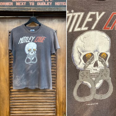 Vintage 1980’s Dated 1983 Mötley Crüe Rock Band Cotton Skull Tee Shirt, 80’s T Shirt, Vintage Clothing 
