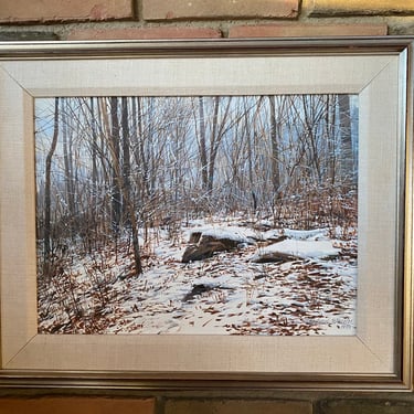 Michael Wheeler 1993 “Saturday Snow Rocks” Winter Landscape Painting 