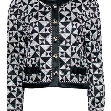 Escada - Black &amp; White Quilted Cropped Jacket Sz 8