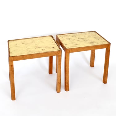 French Side or End Tables Attributed or Style of Jean Michel Frank or Jean Dunand