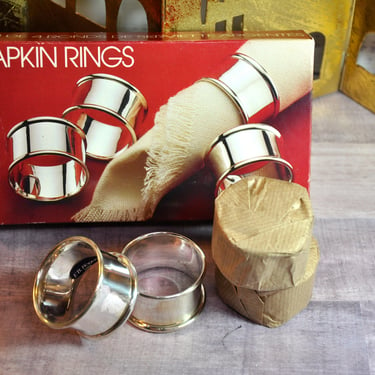 Silver Plate Napkin Rings Set of 4 Mint Condition NOS FB Rogers Wedding Gift Perfect To Add Monogram Home Decor Collectible Housewarming 