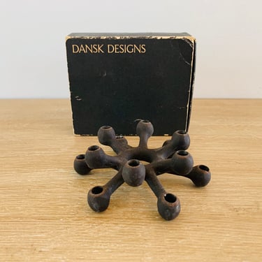 Vintage Danish Modern Dansk Tiny Taper Spider or Sputnik Candle Holder by Jens Quistgaard with Original Box 