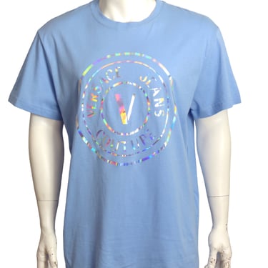 VERSACE JEANS COUTURE- Blue Screen Print T-Shirt, Size XXL