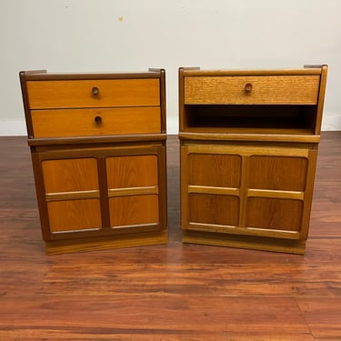 Nathan Squares Vintage Teak Nightstands Pair
