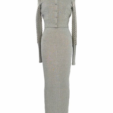 Ozbek Metallic Knit Maxi Dress Ensemble