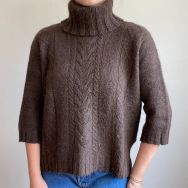 Banana Republic Womens Brown Alpaca Wool Blend Cowl Neck Cropped Sweater Sz XS/S 