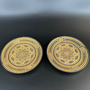 Damasquinado de Oro Set of Two Decorative Plates / Candle Holders 