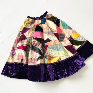 Antique Edwardian Crazy Patchwork Quilt Skirt 