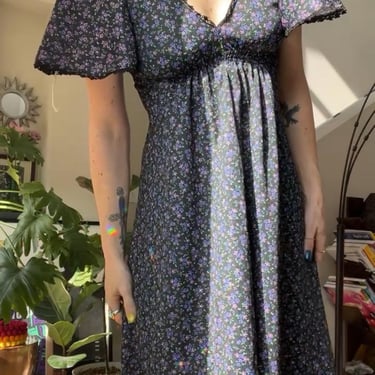 VTG 70s Moody Ditsy Floral Maxi Dress 