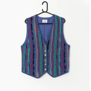 90s vintage Coogi style knitted waistcoat vest - Large 