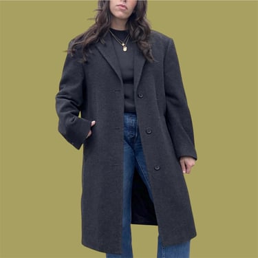 Vintage Lauren Ralph Lauren Overcoat Retro 1990s Size 40R + Cashmere Blend + Dark Grey + Minimalist + Scandi Style + Unisex + Outerwear 