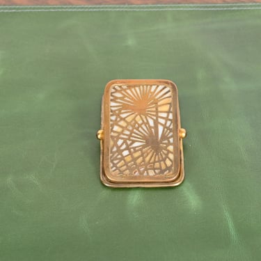 Tiffany Studios New York Pine Needle Pattern Bronze Doré and Slag Glass Paper Clip