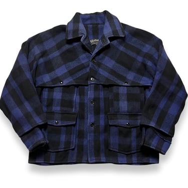 Vintage 1950s SKYLINE Wool Mackinaw Coat ~ L ~ Work Wear ~ Hunting ~ Buffalo Plaid Flannel Jacket ~ Made in USA 