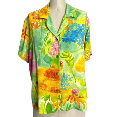 Jams World floral garden shirt - 1990s vintage - size large 