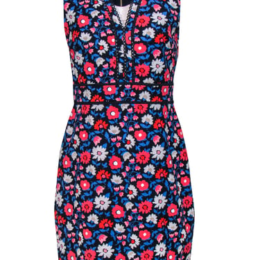 Kate Spade - Black & Pink Textured Floral Cotton Dress Sz 8