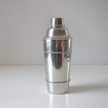 Vintage Reed & Barton Banded Bead Design Silverplate Cocktail Shaker 
