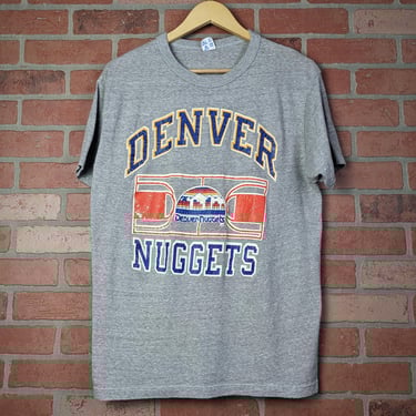 Vintage 80s Champion NBA Denver Nuggets Basketball Logo ORIGINAL Sports Tee - Large 