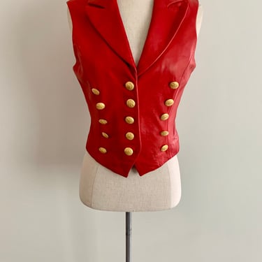 Andrew Marc supple red leather vest-size S 