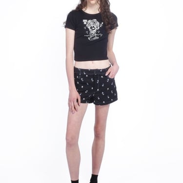 Anna Sui Denim Embroidered Roses Shorts - Black Multi