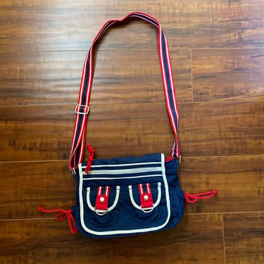Y2K 2000s Blue, White and Red Crossbody Bag 