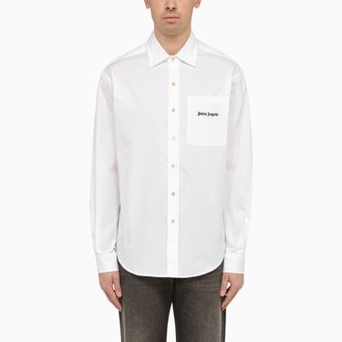 Palm Angels White Cotton Shirt With Logo Men