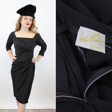 1950s Dorothy O'Hara DRAPED dress small | new fall JMC 