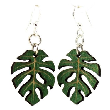 Monstera Wood Earrings