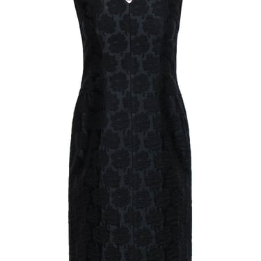 Derek Lam - Black Jacquard Floral Textured Sheath Dress Sz 6