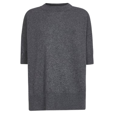 Jil Sander Women Grey Cashmere Short-Sleeved Sweater