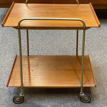 Item #DMC17 Mid Century Modern Two Tier Teak Bar Cart c.1960