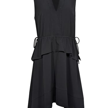 Club Monaco - Black Sleeveless V-Neckline Drawstring Waist Dress Sz 12