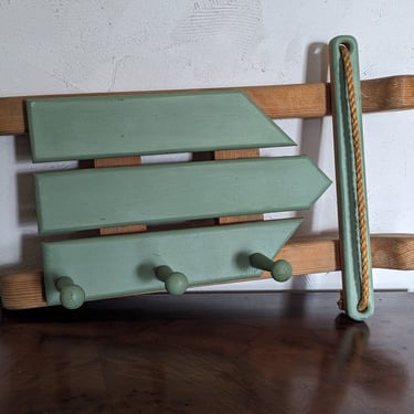 Vintage Wood Sled Wall Hanging Hooks 