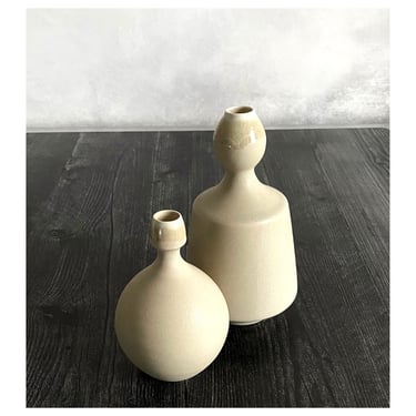 SHIPS NOW- Set of 2 Stoneware Bud Vases in Matte Taupe Glaze by Sara Paloma 