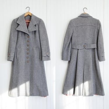 gray wool coat 60s 70s vintage Peabody House heavy coat 