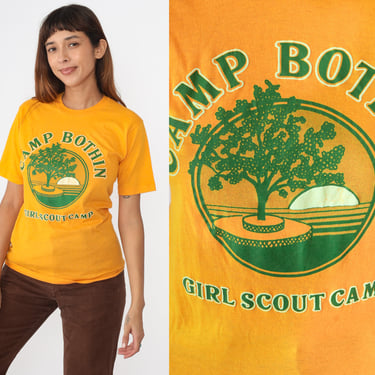 80s Girl Scouts Shirt Camp Bothin T-Shirt Fairfax California Tree Tshirt Golden Yellow Graphic Tee GSNorCal Vintage 1990s Small Medium 