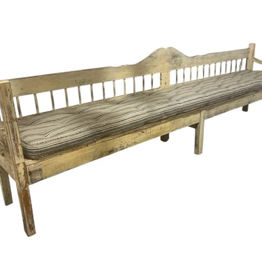 Rustic Antique Painted Extra Long European Bench | Memorial Antiques ...