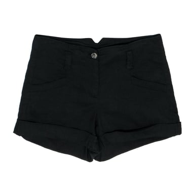 Theory - Black High Waisted Linen Blend Shorts Sz 2