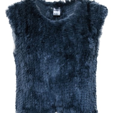 Saks Fifth Avenue - Navy Blue Rabbit Fur Vest Sz S/M