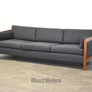 Mid Century Teak Grey Sofa 