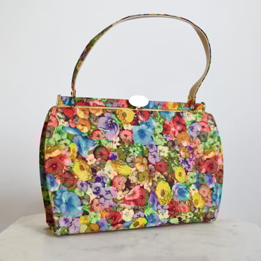 1950s Floral Printed Handbag 