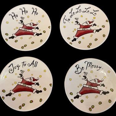 Vintage 80s Set of 4 Christmas Salad or Dessert Plates 