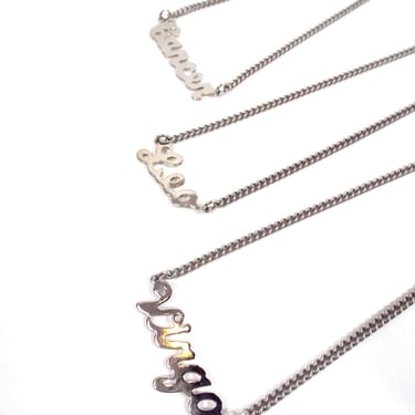 Silver Tone Cursive Zodiac Nameplate Necklace - All Signs Available! 