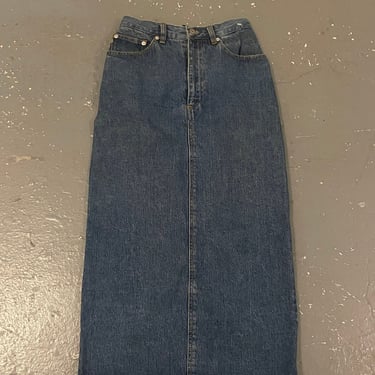 Size 4 Vintage 90s Ralph Lauren Polo Country Jean Denim Cotton Maxi Skirt Women’s Dark Wash Blue 