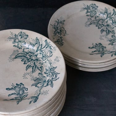 Antique Matched Transferware Plate Set Of 4