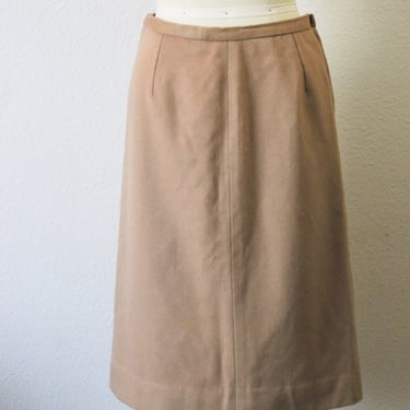 1960s Skirt / Vintage 60s 70s Tan Camel Hair Wool pencil wiggle skirt   // Modern Size US 4 6 Small 