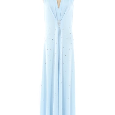 Rhinestone Embellished Sleeveless Jersey Gown