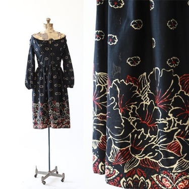 Abe Schrader dress | Vintage 70s Hibiscus floral midi dress 